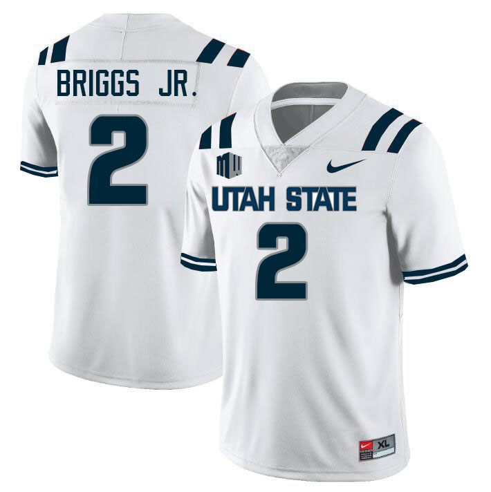 Utah State Aggies #2 Robert Briggs Jr. College Football Jerseys Stitched Sale-White